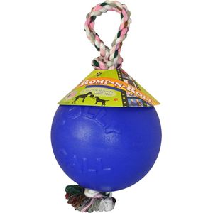 Jolly Ball Romp-n-Roll - Ø 15 cm - Honden speelbal met frisse geur - Hondenspeelgoed met stevig trektouw - Blauw