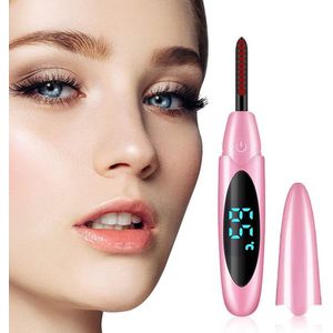 ‌JeiibrZui Elektrische Wimperkruller - Verwarmde Wimperkruller - Snel Opwarmend 8 Seconden 3 Temperatuurstanden 24-Uurs Krul - 1 Stuk - Voor Vrouwen Roze