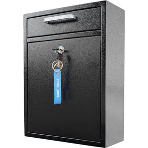 Brievenbus Afsluitbare Brievenbus voor Buiten - Zwart Gegalvaniseerd Staal - Groot Formaat - Vergrendelingsdeur - Sleutel - Modern Ontwerp - Veilige Bezorging - Kantoor - Woonomgeving