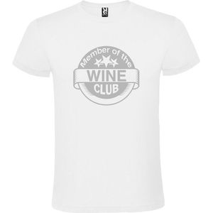Wit T-shirt ‘Member Of The Wine Club’ Zilver Maat XS