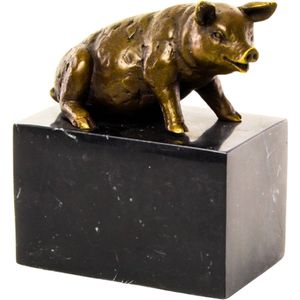 Beeldje - brons - varkentje - 16cm hoog