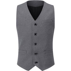 Allthemen Heren Patchwork V-hals Vest - Formeel Klassiek Basis Wollen Vest Voor Bruiloften - XXL