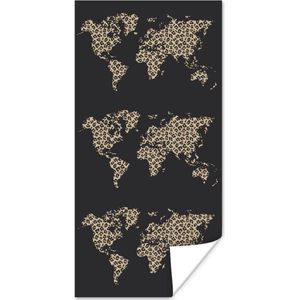 Wereldkaarten - Wereldkaart - Panterprint - Patroon - 80x160 cm