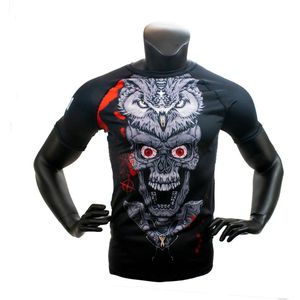 Super Pro Combat Gear Rashguard ShortSleeve SKULL Large