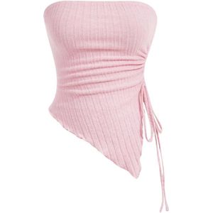 Dames Strapless Tube Top Asymmetrisch met Zijsplit - Zomer Mode
