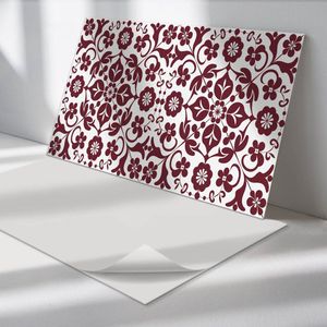 Wallfluent Vinyl Wandpaneel - Bloemenpatroon met ornamenten Wandpaneel PVC - 120 cm x 60 cm - Claret Vinyl Wandpaneel - Set van 1 - Rechthoekig Wandbekleding Vinyl - Patroon Wandpaneel - Zelfklevend Wandpaneel - Wandpaneel Keuken en Badkamer