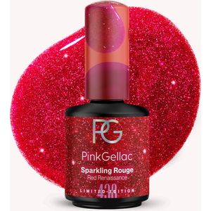 Pink Gellac - 438 Sparkling Rouge - Gellak - Rode Glitter Gel Nagellak - 15ml - Valentijn editie