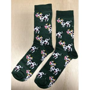 SOKn. - Trendy Sokken - Groen - Koeien