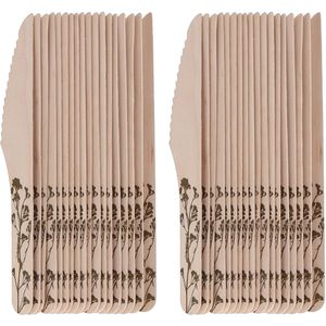 Esschert Design Messen - hout - 40x - kruidenopdruk - 16 cm - BBQ/Verjaardag/Camping/Party