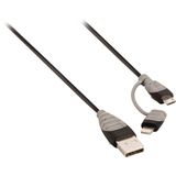 Bandridge BBM39400B10 2-in-1 Data En Oplaadkabel Usb Micro-b Male + Lightningadapter - A Male 1.00 M Zwart