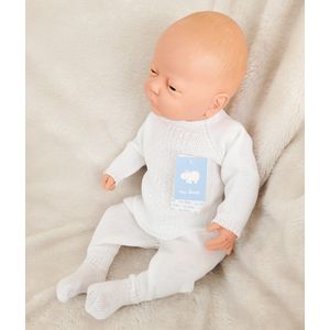 Mac Ilusion Gebreid Baby Pakje 2-dlg | 9201 | Wit | Met Voetjes | Prematuur | maat 44