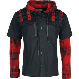 Vixxsin Ellery Shacket zwart/rood Mannen Heren Longsleeve - zwart/rood - XXL