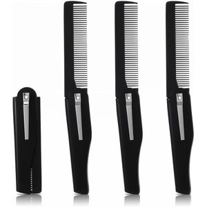 Thelau - 4 Stuks Opvouwbare Baardkam met Fijne Tanden voor Mannen - Zwarte Mannen - Haarverzorging en Styling