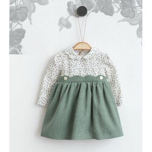 baby jurk - Meisjes kleding - groen/mix van kleur - Maat 74 - bloemen