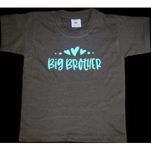 tshirt - zwangerschap - aankondiging - big brother- Zwart met blauwe opdruk - maat 110 / 116