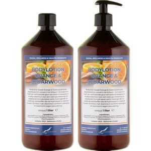 Bodylotion Sweet Orange & Cedarwood 1 Liter - met gratis pomp - set van 2 stuks