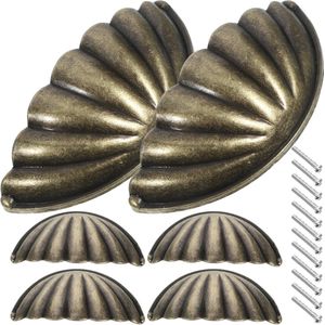 Handgreep - Handvat voor Kast - Keukenkast - Keukengreep - Meubelgreep - Kastgreep - kleine handgreep - 6 Stuks - Inclusief bevestigingsbouten - Vintage - Brons - schelpvorm