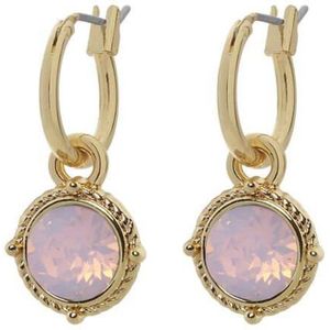 Biba Hang Oorbellen Goud met Swarovski Steentje Rose W. Opal