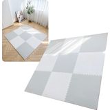 MIRO® Speelmat Baby - Kinderen - Kruipmat - Puzzelmat - Speelkleed - XL - Extra Dik - Foam - 180 x 180 CM - 9 Tegels - Grijs/Wit