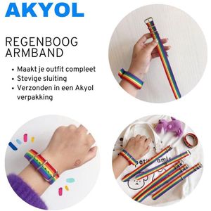 Akyol - Lgbt Pride Armband Regenboog Verstelbaar - Gay Pride LGBTQ - Rainbow - 24 cm - 1 stuks