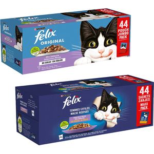 Felix natte kattenvoeding mix DUOPACK - 88 zakjes - 7,48kg