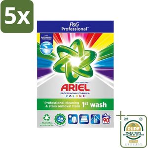 5 x Ariel Professional - Waspoeder - Gekleurde Was - 90 Wasbeurten - Grootverpakking - Gekleurde Was - Waspoeder - Wasmiddel - Professionele Reiniging - Kleurbehoud