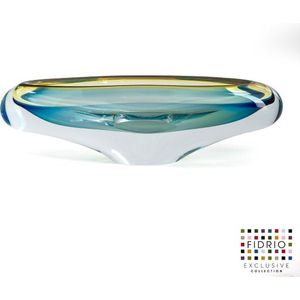 Design Schaal Irys Blue - Fidrio MASSIVE - glas, mondgeblazen - diameter 37 cm hoogte 12 cm