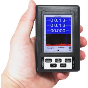 Dparts geigerteller met digitale display - radioactief stralingsmeter - scherm met grafiek - bèta, gamma en röntgenstraling (x-ray) - meet 0 tot 100 microsievert in real-time en tot 100 millisievert cumulatief - nucleaire straling meter - dosimeter