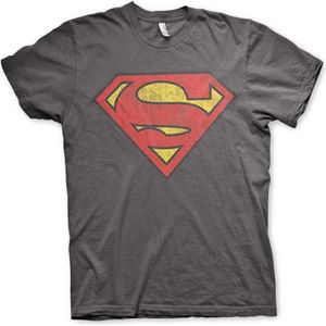 DC Comics Superman Heren Tshirt -S- Washed Shield Grijs