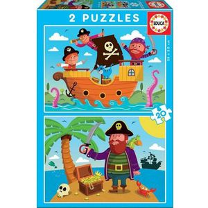 EDUCA - puzzel - 2 x 20 stuks - piraten