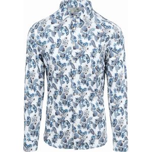 Desoto - Overhemd Kent Bloemen Blauw - Heren - Maat S - Slim-fit