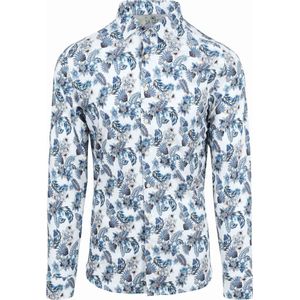 Desoto - Overhemd Kent Bloemen Blauw - Heren - Maat L - Slim-fit