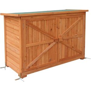 Luxe Tuinkast – Hout – Voor Buiten – Tuinberging Hout – Waterdicht – 130x60x90 cm – Groen Dak – Hout