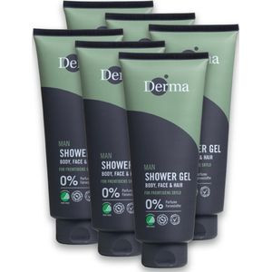 Derma Eco Man - Douchegel 3 in 1 - 6 x 350 ML - Hypoallergeen - Vegan - Geurvrij