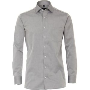 CASA MODA comfort fit overhemd - grijs twill - Strijkvrij - Boordmaat: 54