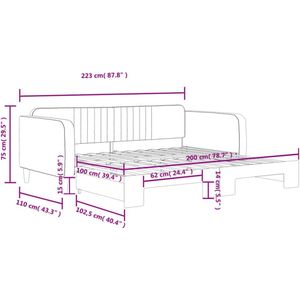 vidaXL Blauw Fluwelen Slaapbank met Onderschuifbed Slaapbank - Sofa Bed - Tweepersoonsbed - Lounge Meubels - Zitbanken