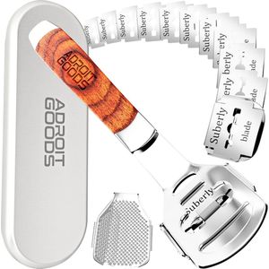 AdroitGoods Eelt Verwijderaar Set - Voetvijl – Eeltrasp – Eeltschaaf – Eeltschraper - RVS - Inclusief 10 mesjes