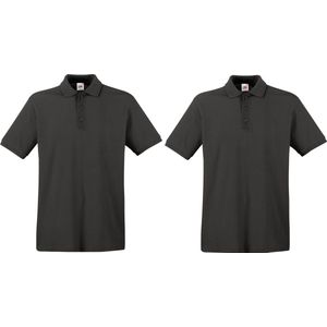 2-Pack maat M donkergrijs polo shirt premium van katoen voor heren - Polo t-shirts voor heren