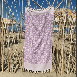 Fashion4wellness Hamamdoek ASIA PURPLE ORCHID / FOUTA - STRANDLAKEN - SAUNADOEK - size 200 X 95 CM KATOEN