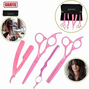 Guardian Beauty Schaaren Set (Roze Kleur) - Voor Professional Kappers, Kapsters en Barber Schaar Uitdunschaar plus Feather Styling en neck scheermes met Gratis Etui