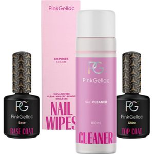 Pink Gellac - Manicure Re-Fill Set - Gel Nagellak - Remover 100ml - Base Coat 15ml - Top Coat 15ml - Nail Wipes 325st