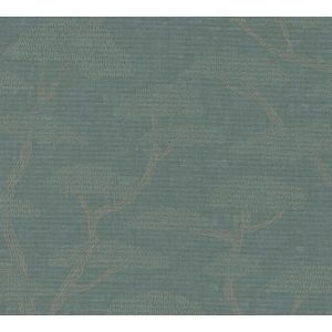 Oosters behang Profhome 387412-GU vliesbehang hardvinyl warmdruk in reliëf licht gestructureerd met aziatisch patroon mat groen petrol beige 5,33 m2