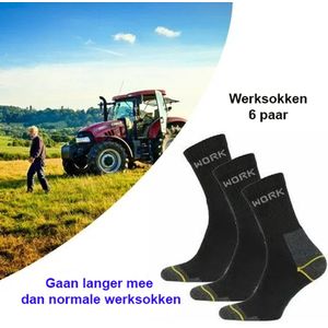 Work - Werksokken - 6 Paar - Maat 43-45 - Hoog Draagcomfort - Versteviging Hiel en Teen