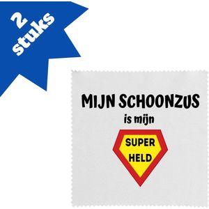 Akyol - mijn schoonzus is mijn superheld brillendoekjes - Zus - super schoonzus - verjaardag - cadeautje voor zus - zus artikelen - kado - geschenk - 17,8 bij 17,8 cm - 2 stuks