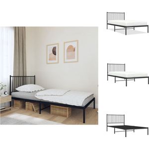 vidaXL Bedframe Staal - Logeerbed - 207x104.5x90.5 cm - Zwart - Bed