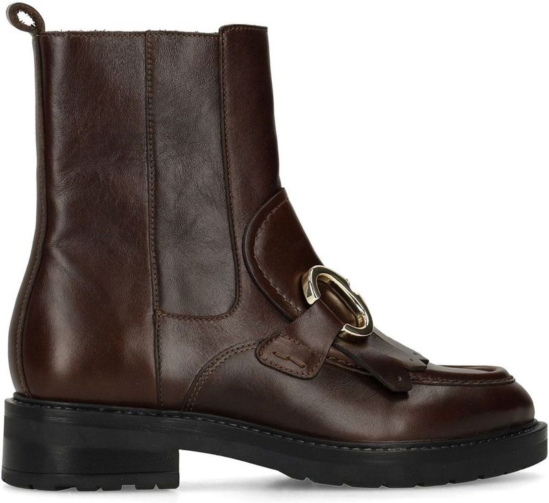 MANFIELD - Enkellaarsjes - Bruin - Leer - Blokhak