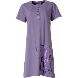 Tenderness Dames Nachthemd - Katoen - Polo Sluiting - Paars - Maat S