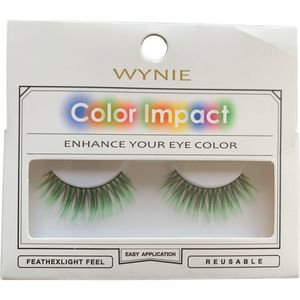 Wynie - Nep Wimpers - Valse Wimpers - Fake Lashes - Groen Zwart - 1,7 cm. lang - Zonder lijm - 1 Paar - UA153417