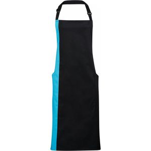 Schort/Tuniek/Werkblouse Unisex One Size Premier Black / Turquoise 65% Polyester, 35% Katoen