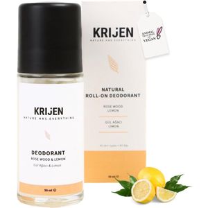 Krijen Natuurlijke Roll-On Deodorant met Witte Lelie & Druivenpitolie – Veganistisch, Aluminium & Alcoholvrij – Frisse geur & Zacht voor de Huid – Voor Vrouwen & Mannen – 50 ml